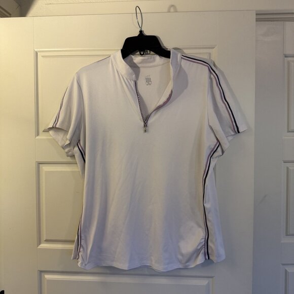 Tail Golf Polo Shirt White with Stripe Detail Stretchy Activewear Top Size XL - Picture 2 of 10